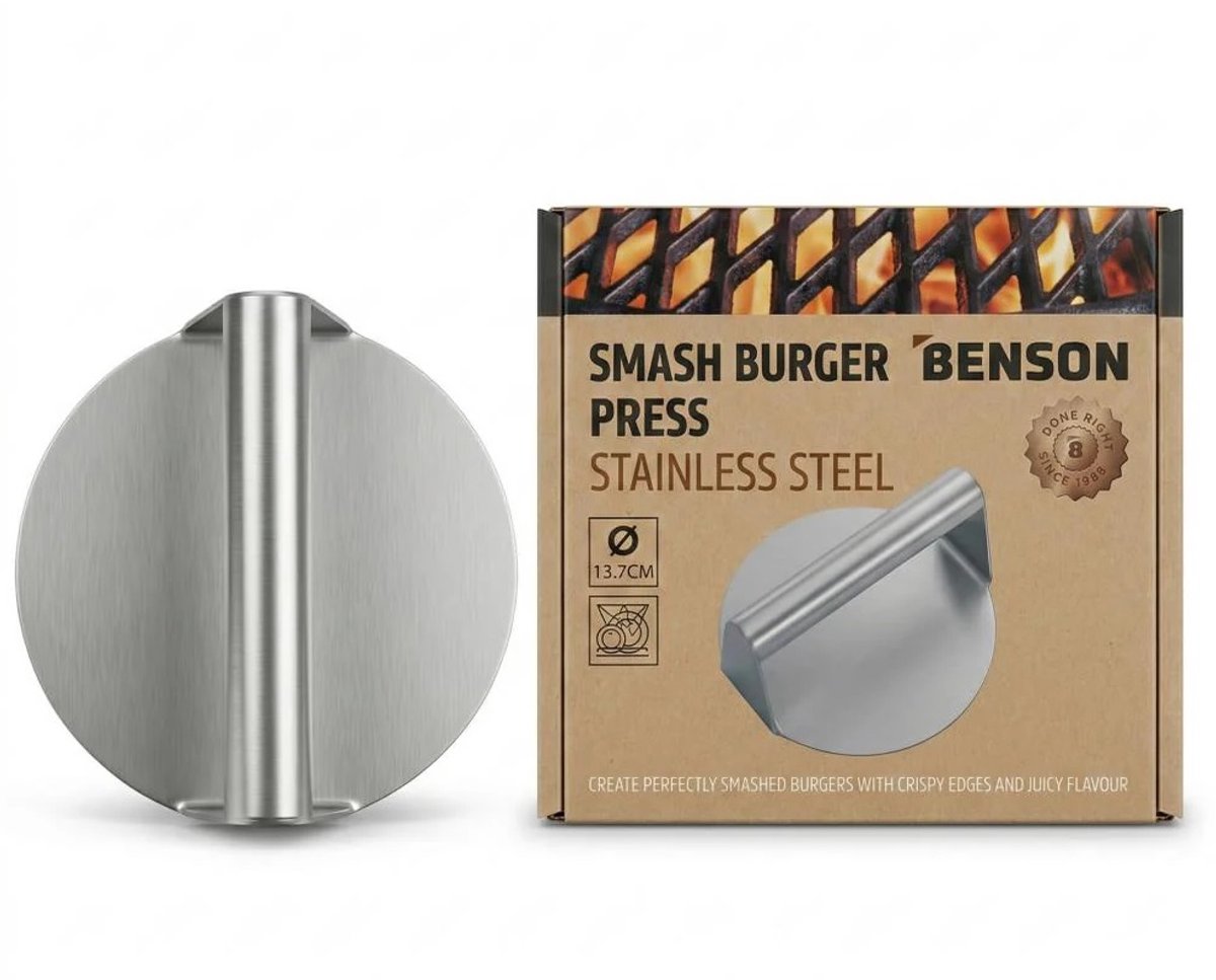 Benson Pro hamburgerpers - smash burger press - RVS - Ø 13,7 cm