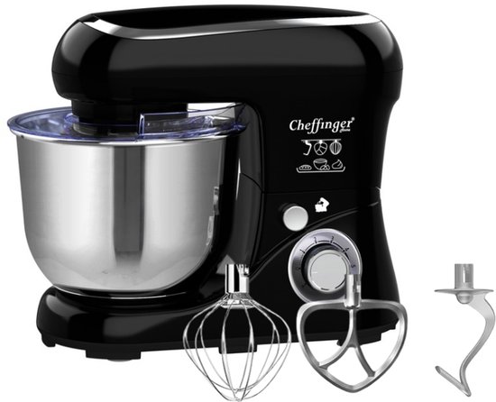 Cheffinger Keukenmixer - Zwart - 6.5L Mengkom - Keukenrobot - 3 Accessoires - Keukenmachine - 1600W van Merkloos — afbeelding 5