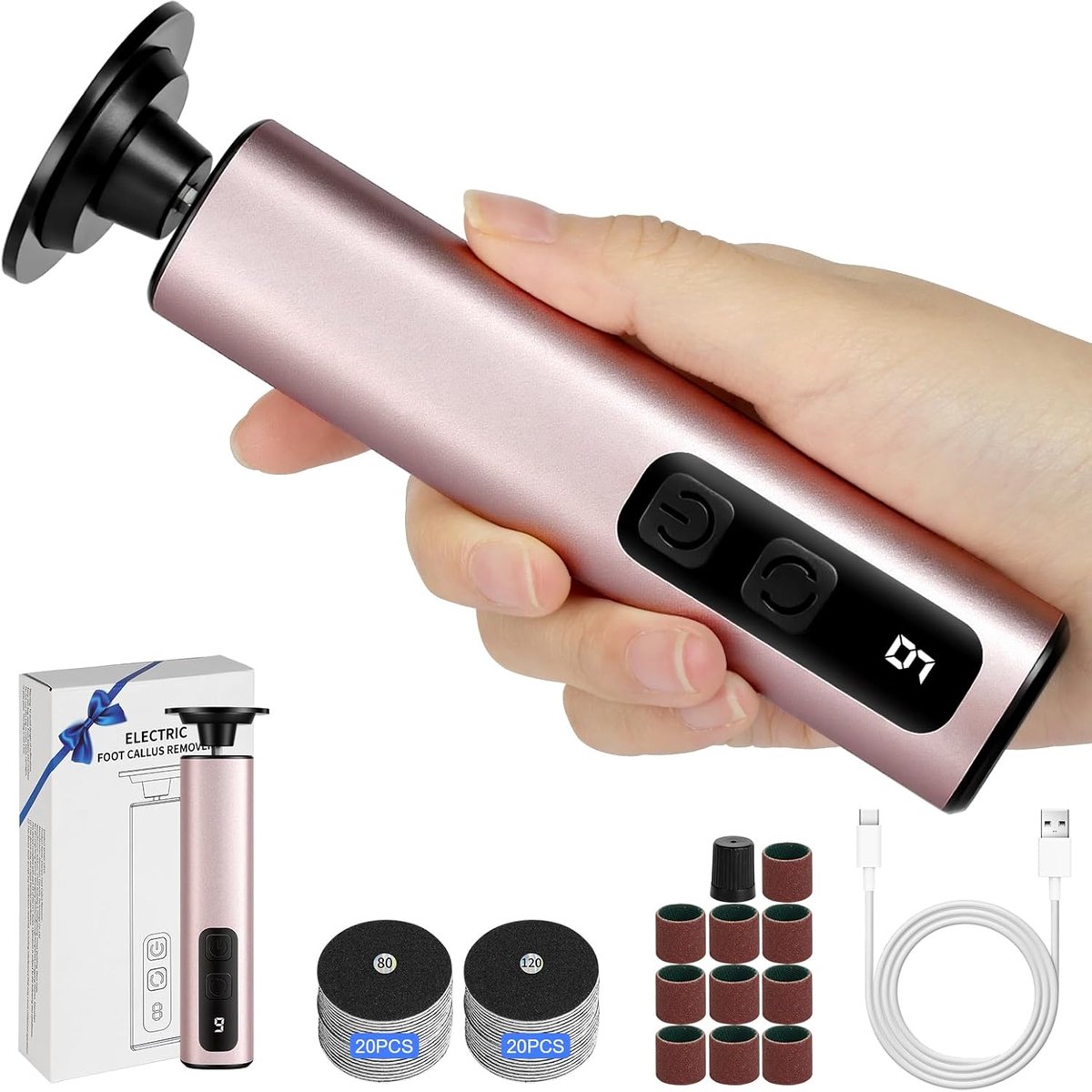 Elektrische Pedicure Set 2-in-1 met 9 Snelheden voor Eelt en Huidverzorging