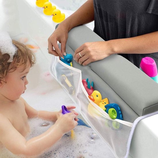 Badje Knieler Pad - Elleboogsteun Set - Babybadje Comfort - Met Speelgoed Organizer - 15 Inch Dik - Lichtgrijs — afbeelding 5