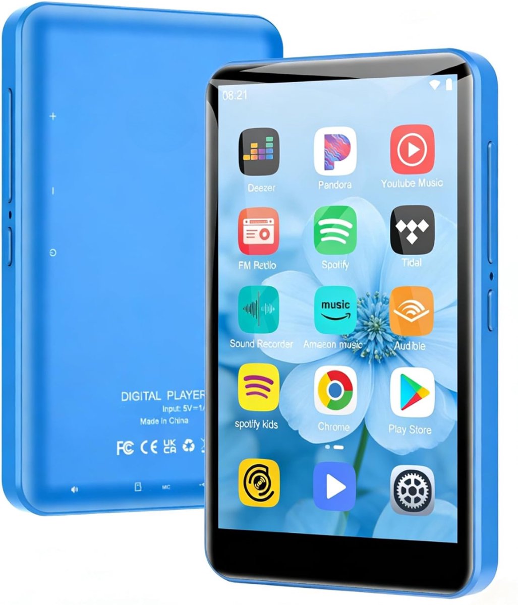 SNJY® MP3 Speler Bluetooth - MP4 Speler - Muziek Speler - Touchscreen - 80GB - Blauw
