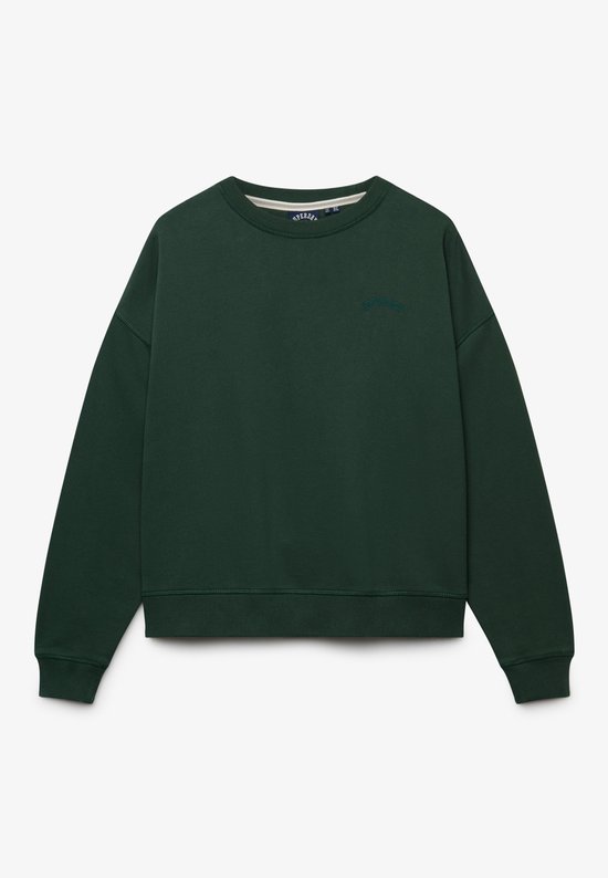 Sweat vert foncé avec petit logo brodé sur la poitrine.