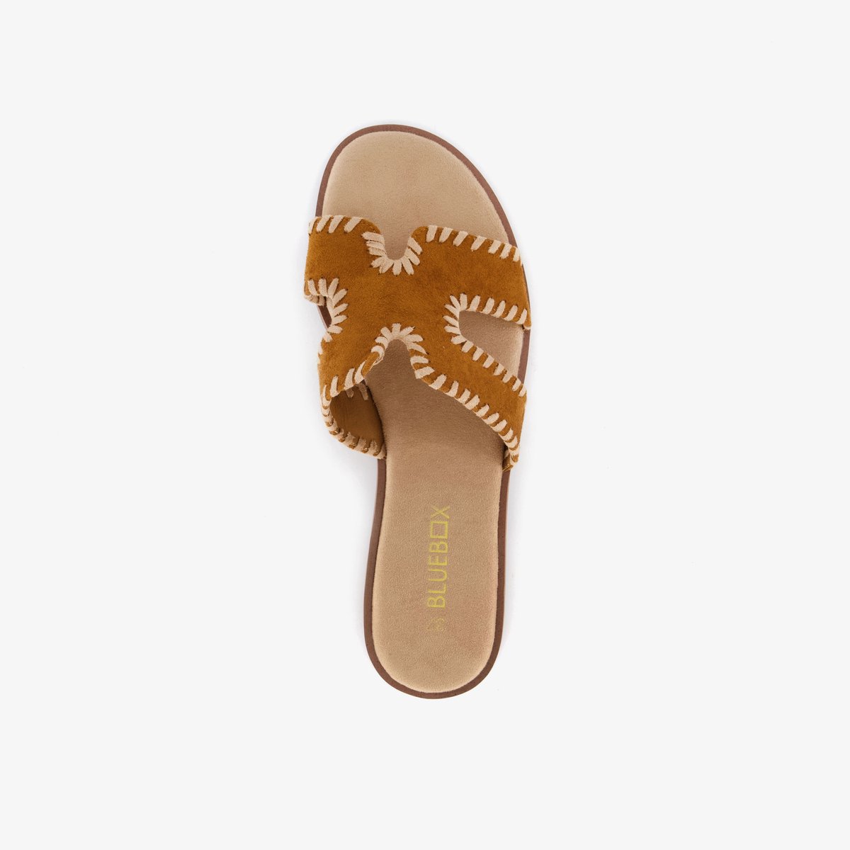 Blue Box dames slippers cognac - Maat 40