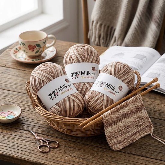 Kit de fil kaki marron 150g 3 pelotes de fil dégradé chiné pour crochet et tricot unisexe fil épais doux pour écharpes bonnets et vêtements projets DIY