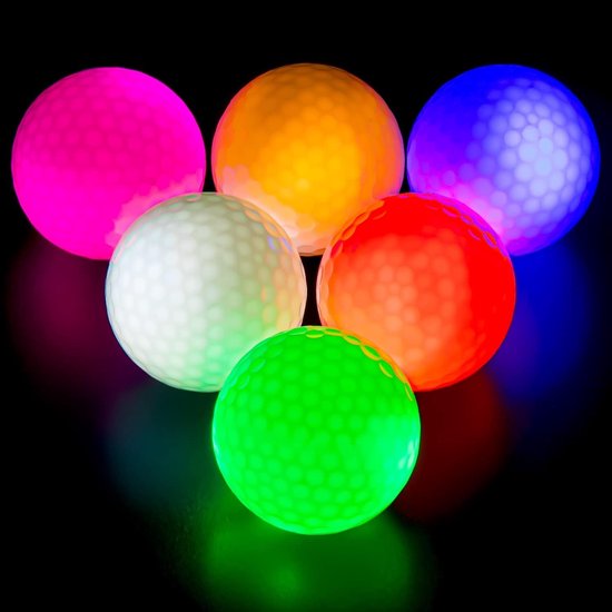 Golf Ballen met LED Verlichting - 6 Stuks - Helder en Kleurrijk voor Nachttraining - Roze, Rood, Blauw, Groen, Geel, Wit van Merkloos — afbeelding 2