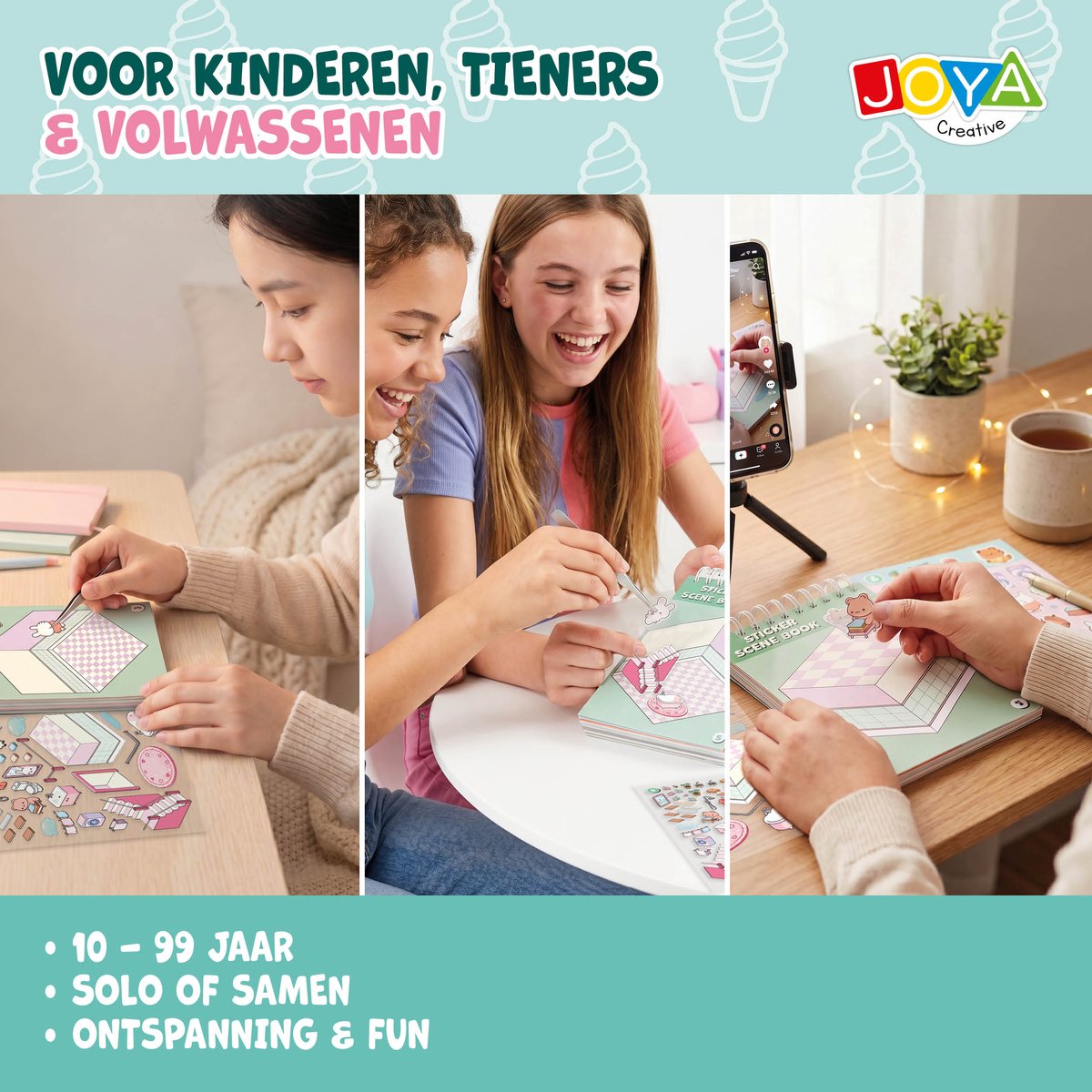 Joya Creative Stickerboek Scene 3D - 4in1 Sticker Scene Book - Stickerboek Volwassenen en Kinderen - 80 Scenes - Hardcover met Ringband — afbeelding 12
