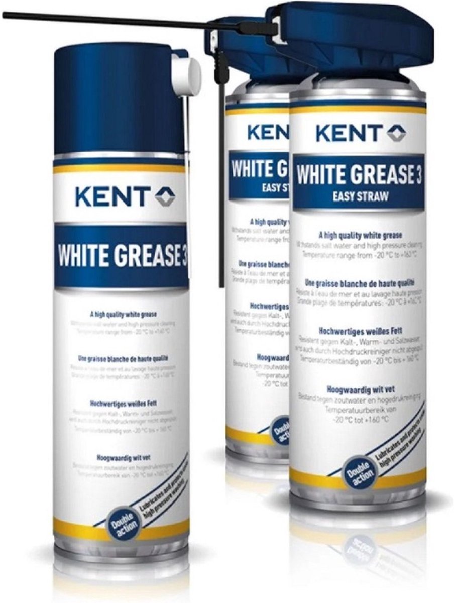 Kent white grease 3 easy straw - spuitbus 500 ml