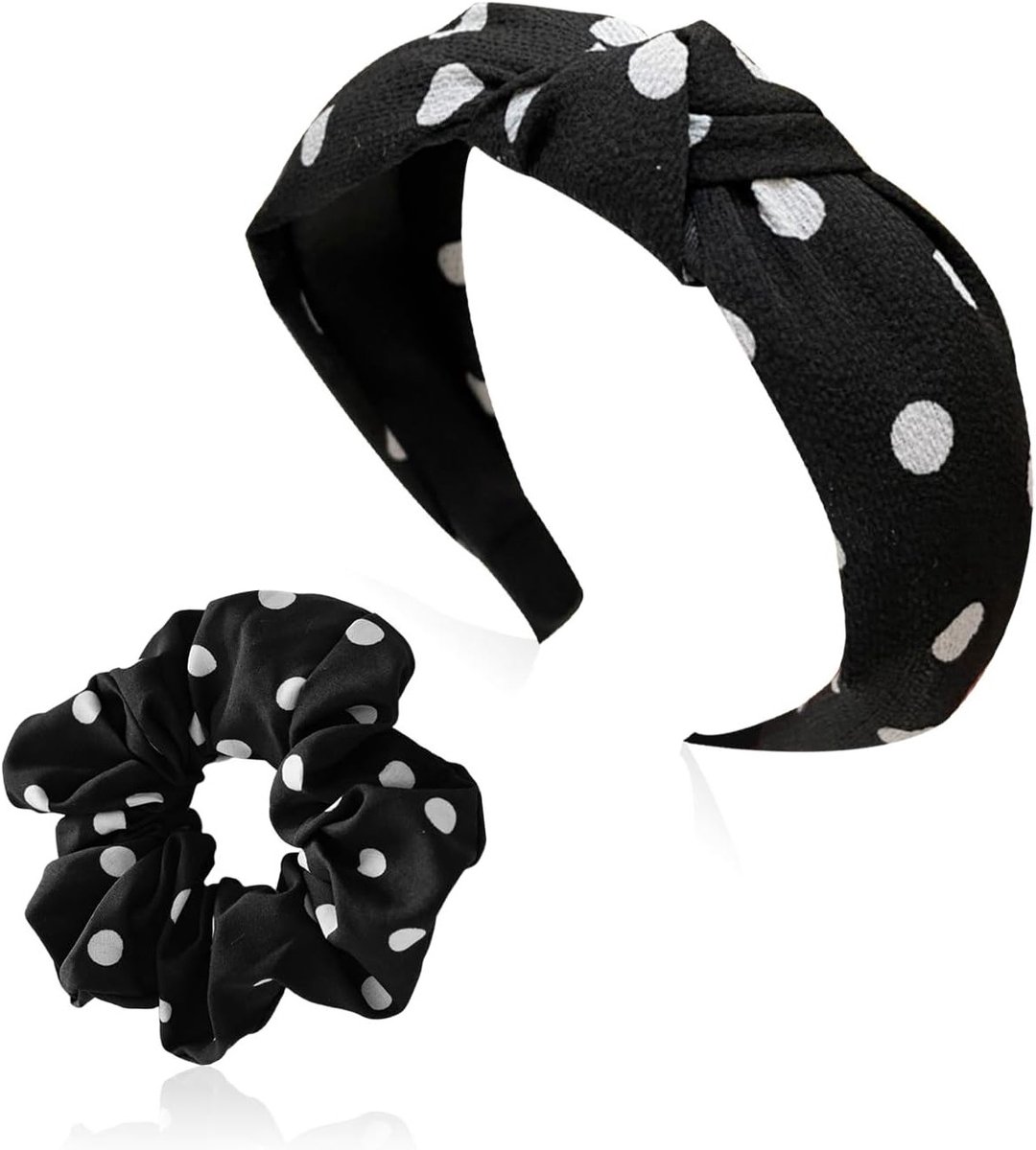 Hoofdband en scrunchie set met stippen, haaraccessoires voor vrouwen, trendy en modieus