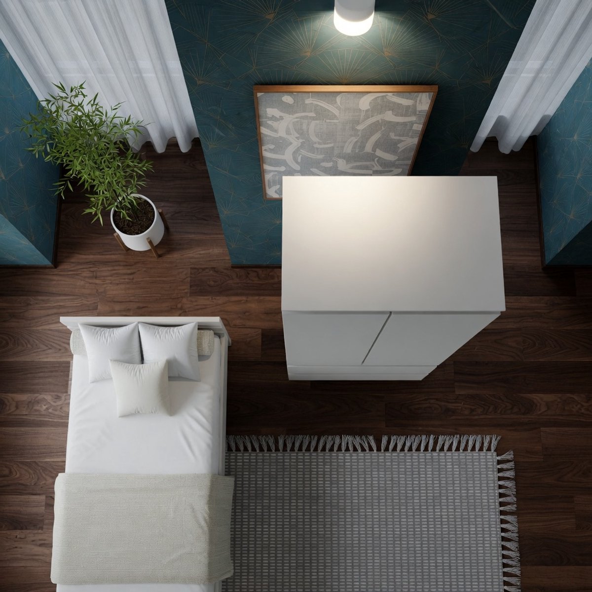 Kledingkast 2 Deurs met 2 Lades 80x195x51 cm – Witte Moderne Garderobekast met Kledingstang en Planken – Compacte Slaapkamer Kast – Mobili Bella