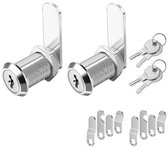 Set van 2 stuks - Sleutelloos kastslot - 25 mm cilinderslot met gelijke sleutel - Metalen veiligheidskastslot - Slot voor archiefkasten - Sleutelloos brievenbusslot - Geschikt voor kasten, lades, opbergvakken in campers en gereedschapskisten (zilver)
