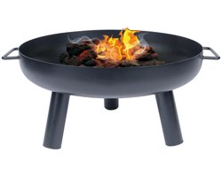 KINGHoff - Vuurkorf - Camping BBQ Vuurkorf - Tuinhaard Buiten Houtskool - Vuurplaats Tuin - Bonfire Fire Pit met Pook - Terras Haard - Metaal - Ø60.5 x 32 cm - Zwart