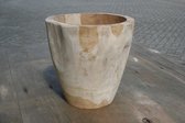 DBT Bloempot Hout-Teak hout Bruin-Naturel-Lichtbruin-Beige D 25 cm H 25 cm  (binnenmaat D 20 cm H 21 cm)