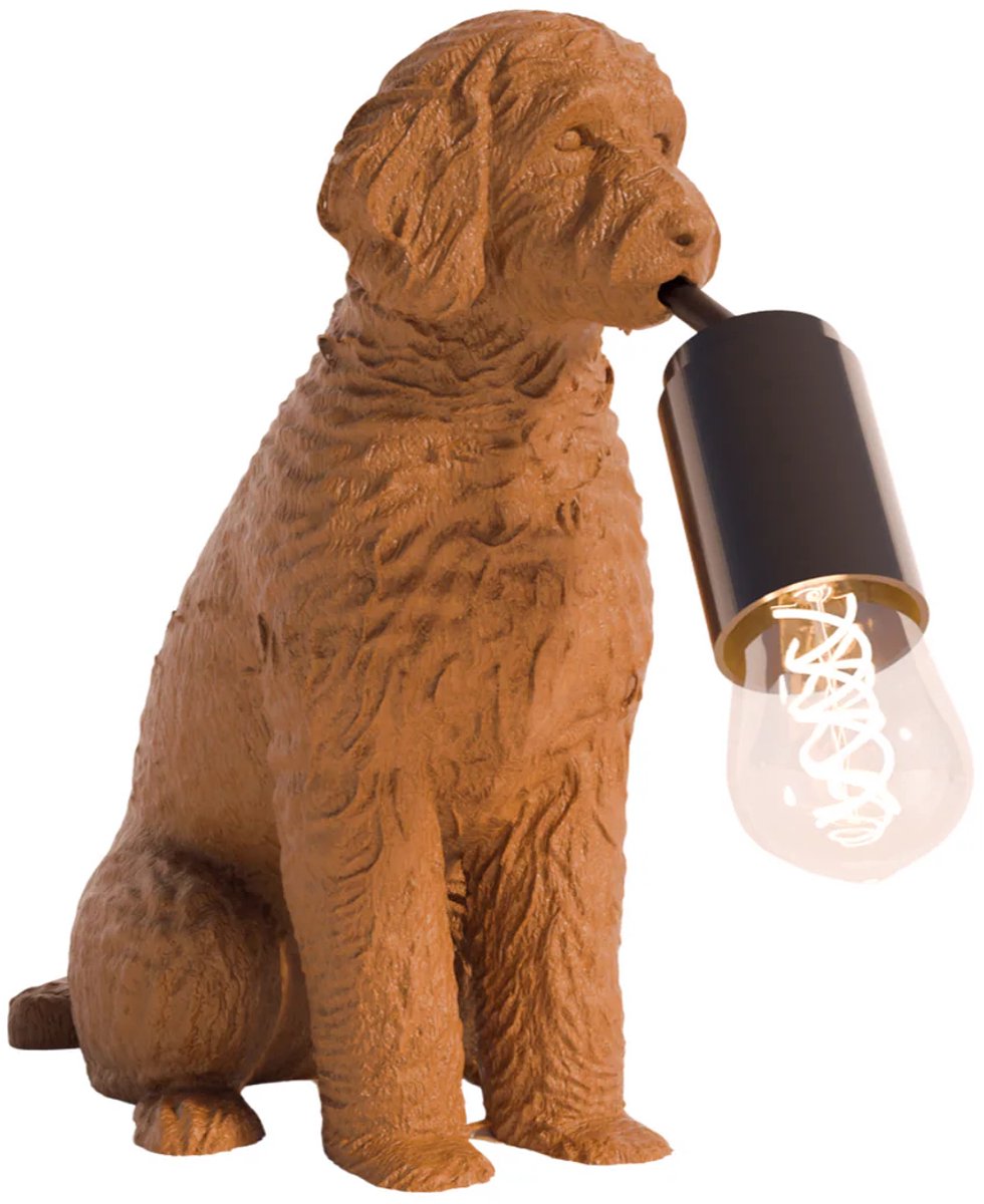 Fiastra Goldendoodle tafellamp - hondenlamp - bruin - E14 - 30 x 18 x 25 cm