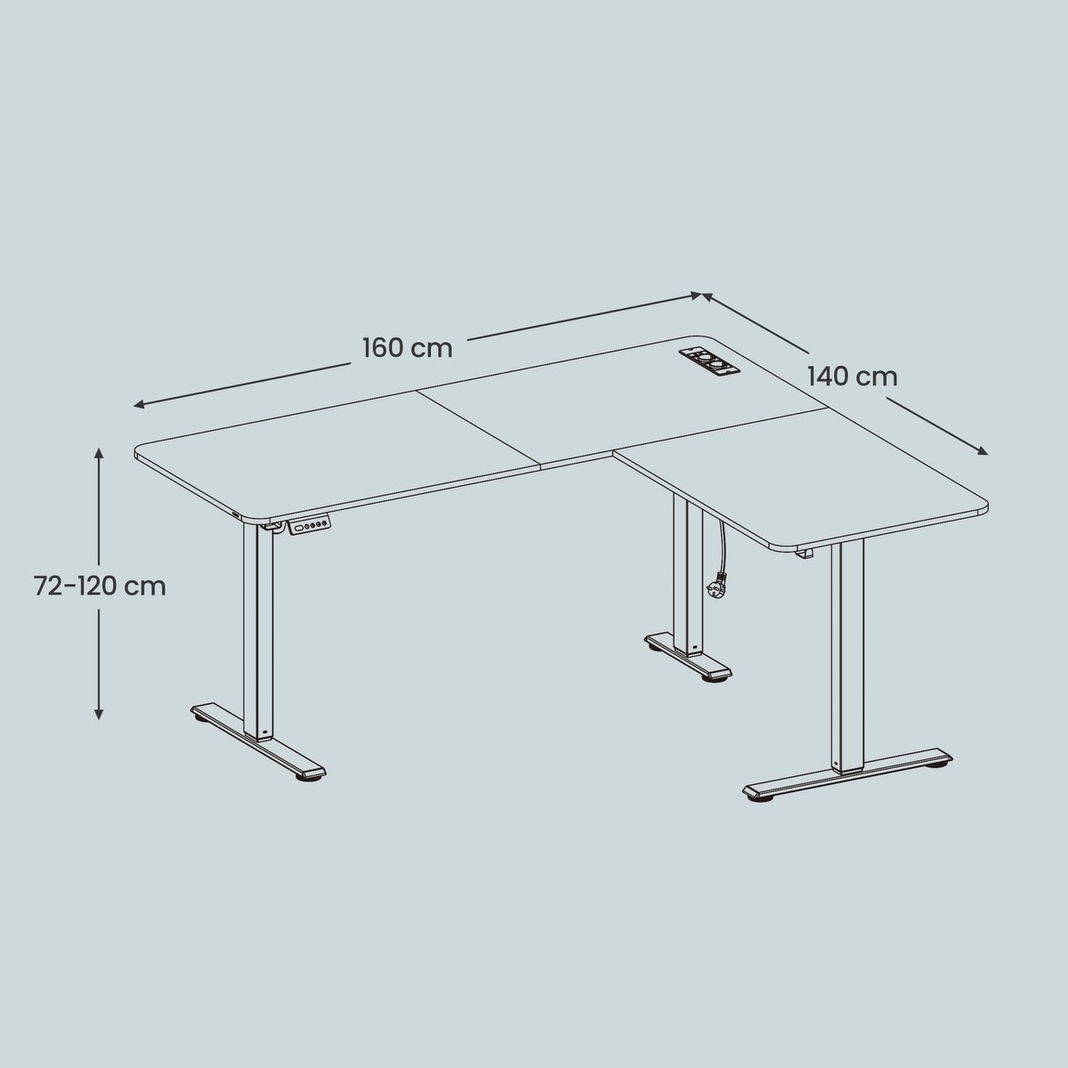 VASAGLE VASAGLE L-vormig Zit-Sta Bureau - afbeelding 2