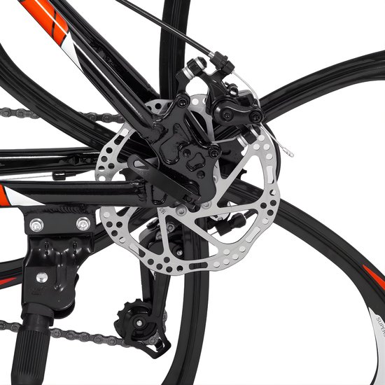 Mountainbike 66 cm - Voor Heren en Dames - 21 Versnellingen - Dubbele Mechanische Schijfremmen - Aluminium Frame met Spatborden - Zwart van Merkloos — afbeelding 3