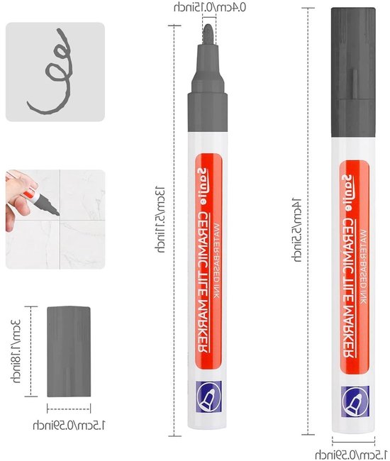 6 Stuks Grout Pen in Grijs en Antraciet voor Badkamer, Waterdichte Voegenreparatie met Reservepunt voor Tegels en Vloeren — afbeelding 5