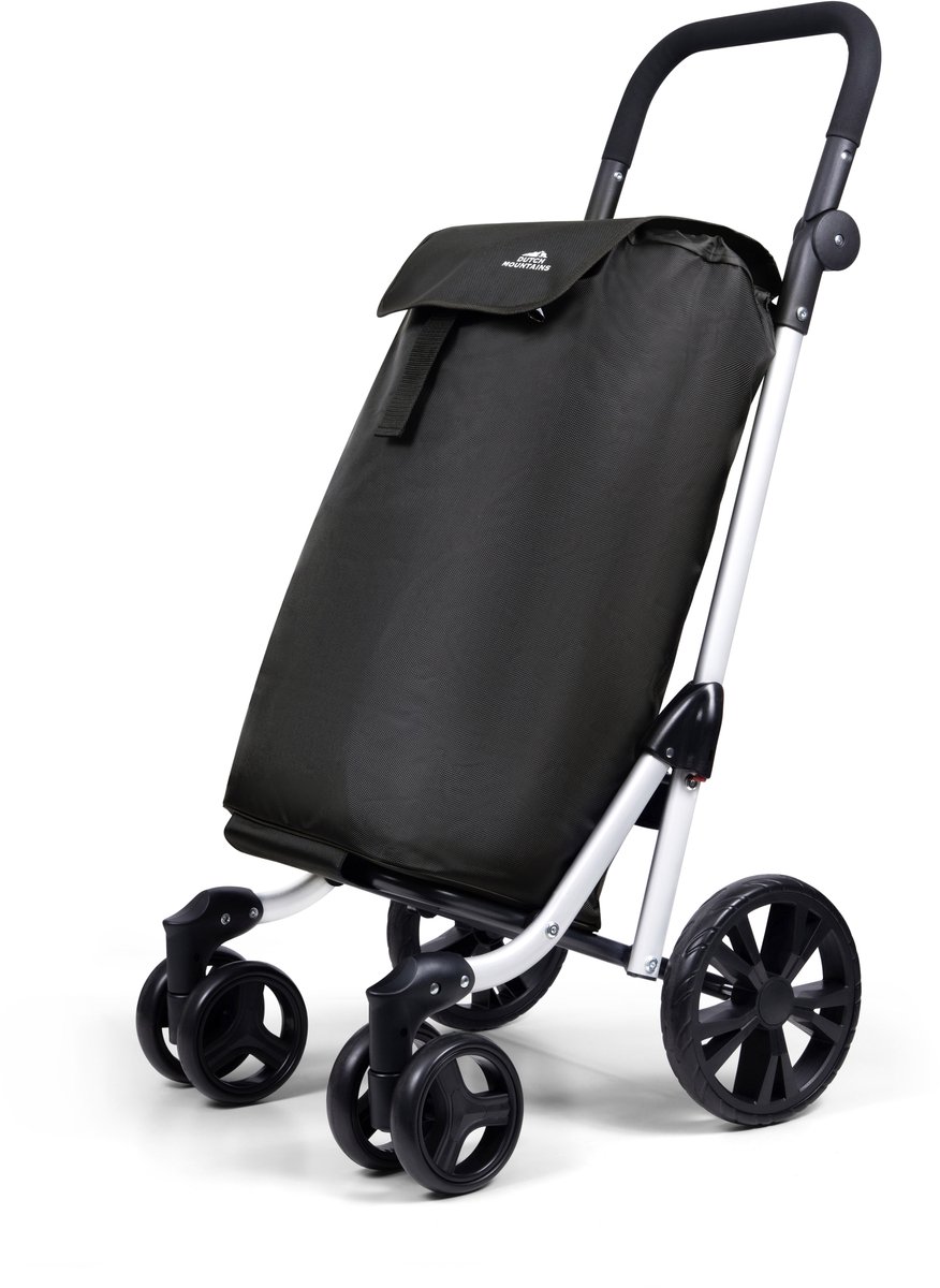 Dutch Mountains Boodschappenwagen 4 wiel - 48 Liter Boodschappentrolley met verstelbaar handvat - Zwart