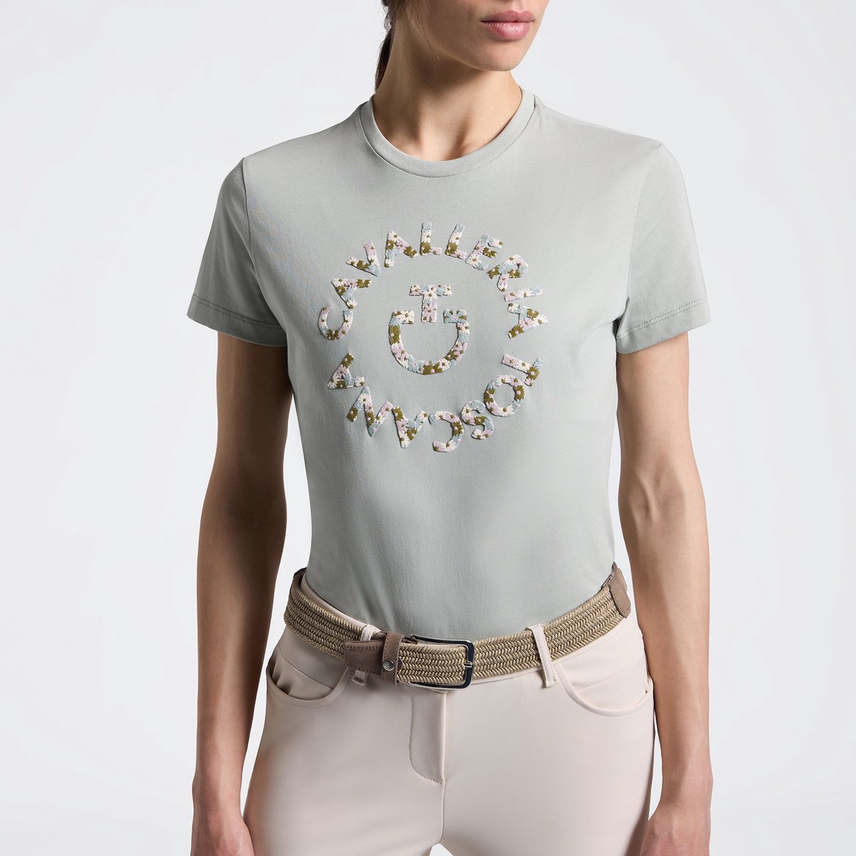 Cavalleria Toscana Dames Floral Embroidery T-Shirt One size