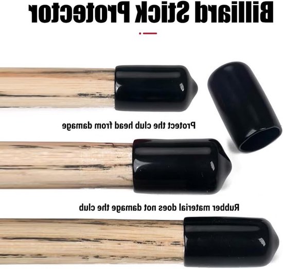 Biljart Hoes voor Keu-tip - 10 Stuks - Rubber - Snooker Accessoire - 10 mm - Bescherming tegen Stof en Schade - Keubescherming — afbeelding 5