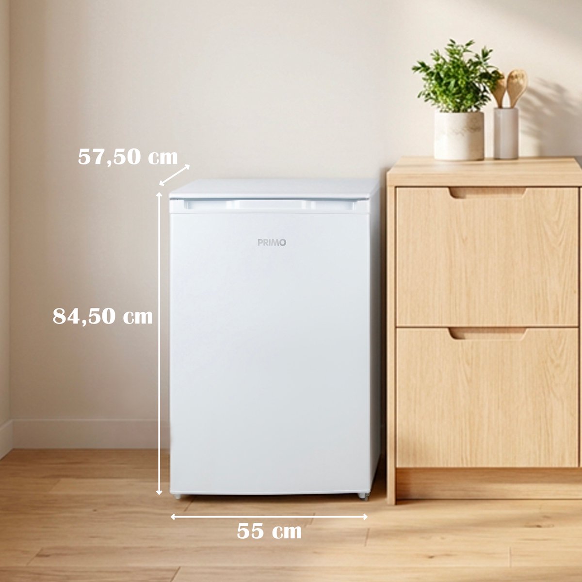 PRIMO PR197FR Koelkast Tafelmodel - Kleine Koelkast - 131L - 35 dB Stil - Energielabel C - Wit — afbeelding 3