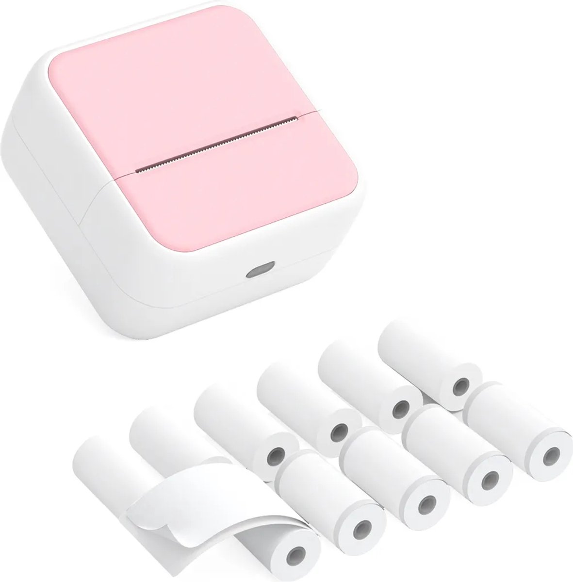 Mini smartphone fotoprinter, Bluetooth instant thermische printer, inclusief 5 rollen thermisch papier + 5 vellen zelfklevend papier (57x26 mm) - Roze