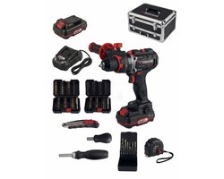 PARKSIDE PERFORMANCE® Accu-klopboormachine 20V inclusief 2 accu's en snellader - extra handgreep, diepteaanslag, cuttermes, meetlint, ratelschroevendraaier, schroevendraaier-bithouder, 6 houtboren, 6 metaalboren, 6 steenboren, 2 bithouder, 72 bits