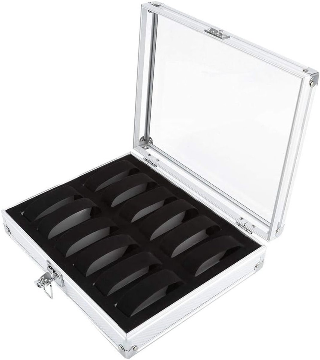 Aluminium horlogedoos voor opslag van horloges, met kleurrijke linten en decoratieve elementen voor thuisgebruik