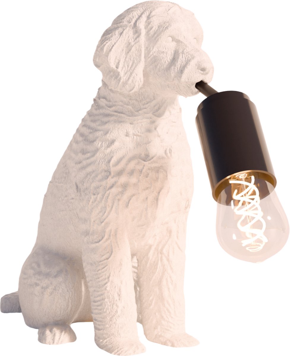 Fiastra Goldendoodle tafellamp - hondenlamp - wit - E14 - 30 x 18 x 25 cm