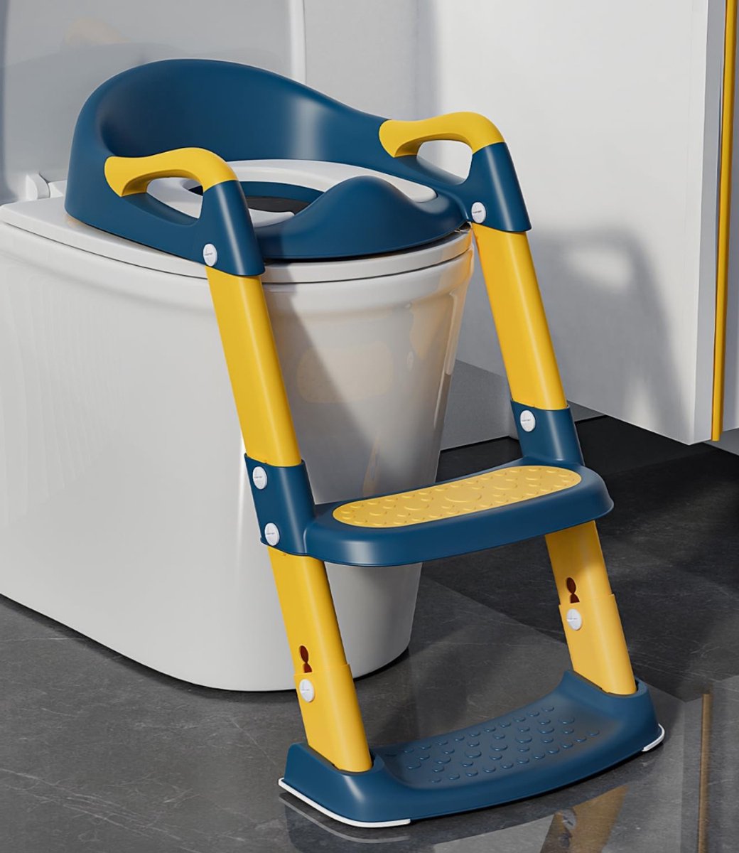 VIN® WC Verkleiner Met Trapje - Potje Peuter Met PU Bekleding - Brilverkleiner WC – Antislip Met Spatbescherming - Zindelijkheidstraining Kind - Opvouwbaar Plaspotje - Toiletverkleiner In Hoogte Verstelbaar