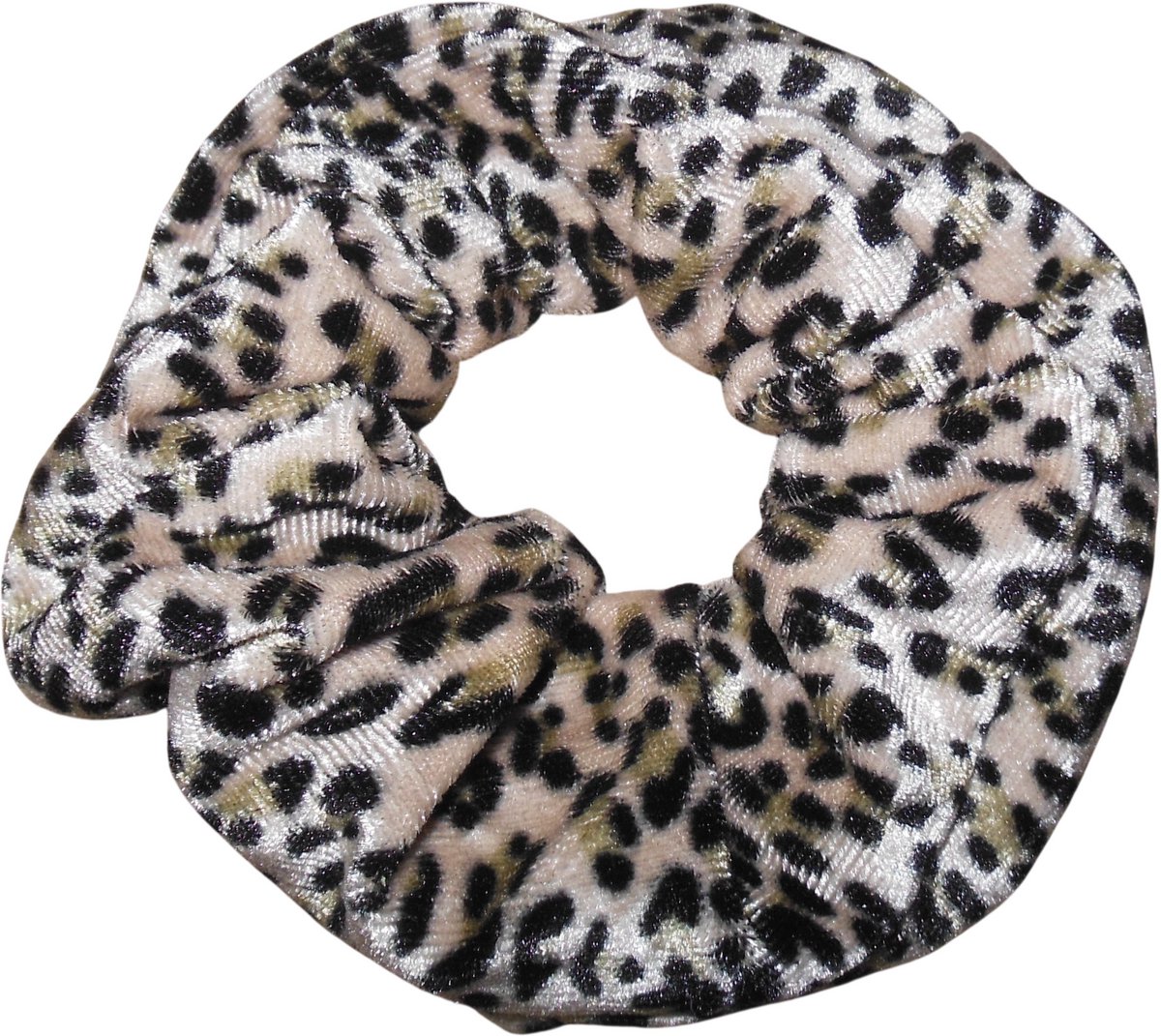 Scrunchie zachte stof panterprint lichte tinten