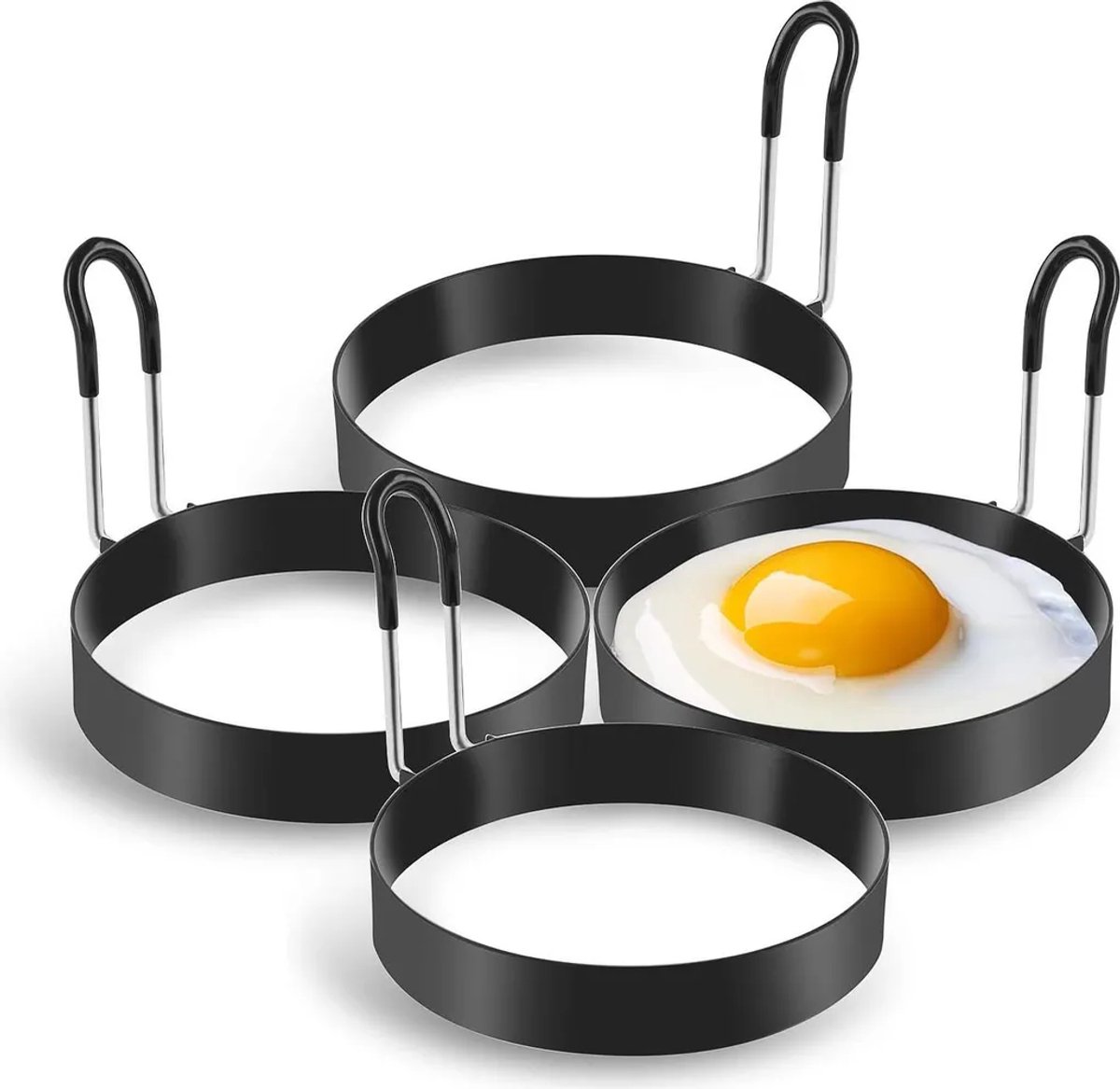 Omeletringen, 4-delige set van roestvrijstalen omeletringen, eier- en omeletvormen - 9 cm