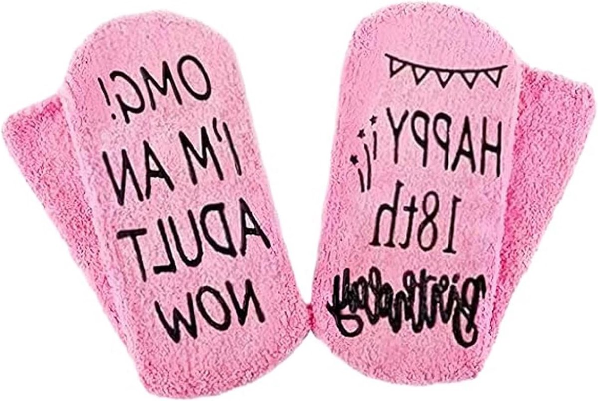 Fluffy en Comfortabele Verjaardagsokken voor Meisjes - Roze Bed Sokken, Wasbaar en Perfect