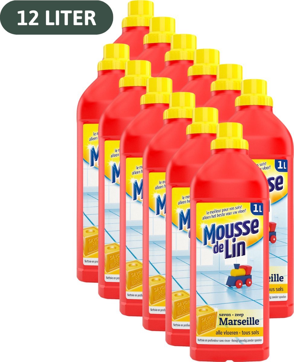 Mousse de Lin alle vloeren marseillezeep - 12 x 1L