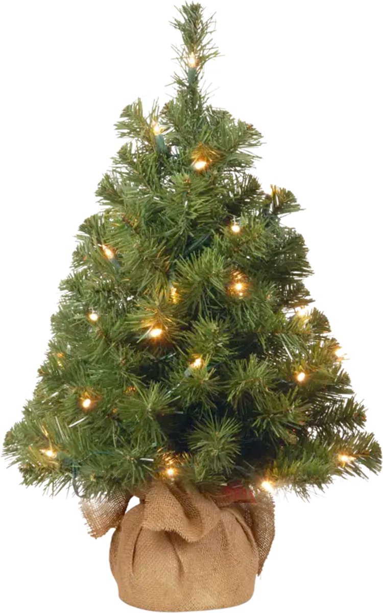 NTC Kunstkerstboom Noble Table Tree Burlap red bow 35 LED Ba