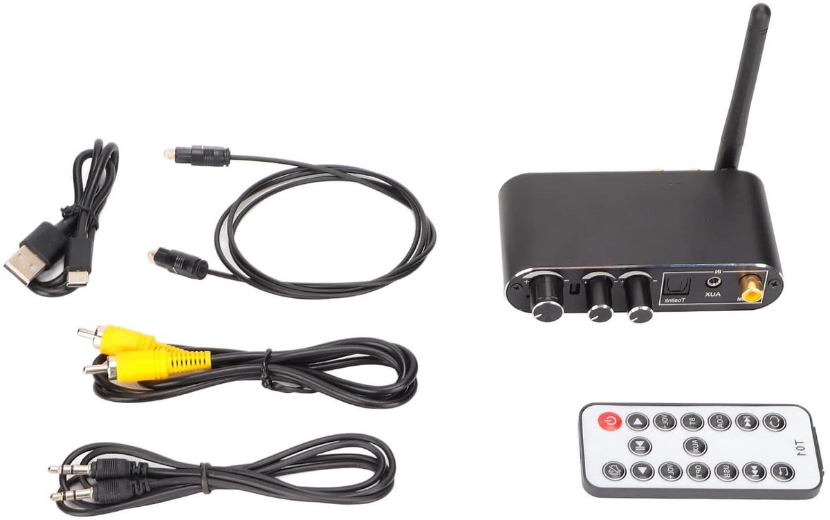 Audio Converter - DAC Ontvanger - Muziek Streamen - Volumeregeling - 15m Bereik - Zwart