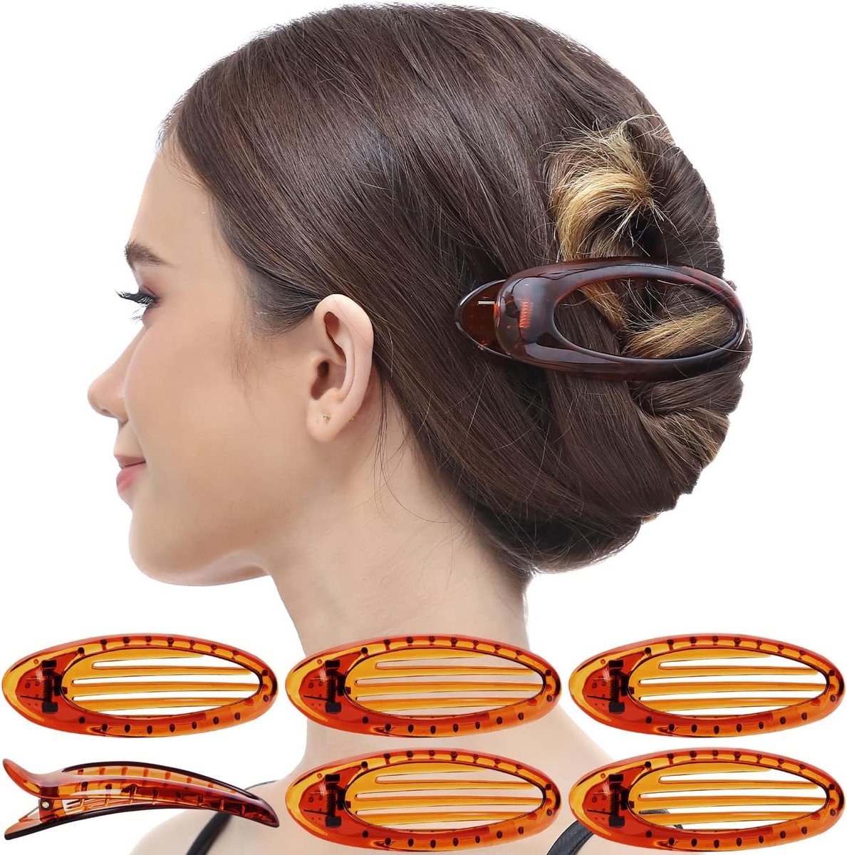 Haarclips Set - Klassieke Speldjes - Haar Styling - Sterke Grip - 6 Stuks - Bruin