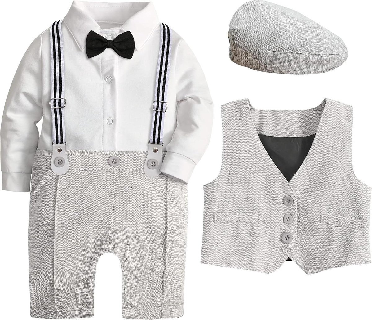 Baby Jongen Outfit - Gentleman Set - Feestelijke Gelegenheid - Stijlvol Vestontwerp - 3-18 Maanden - Groen