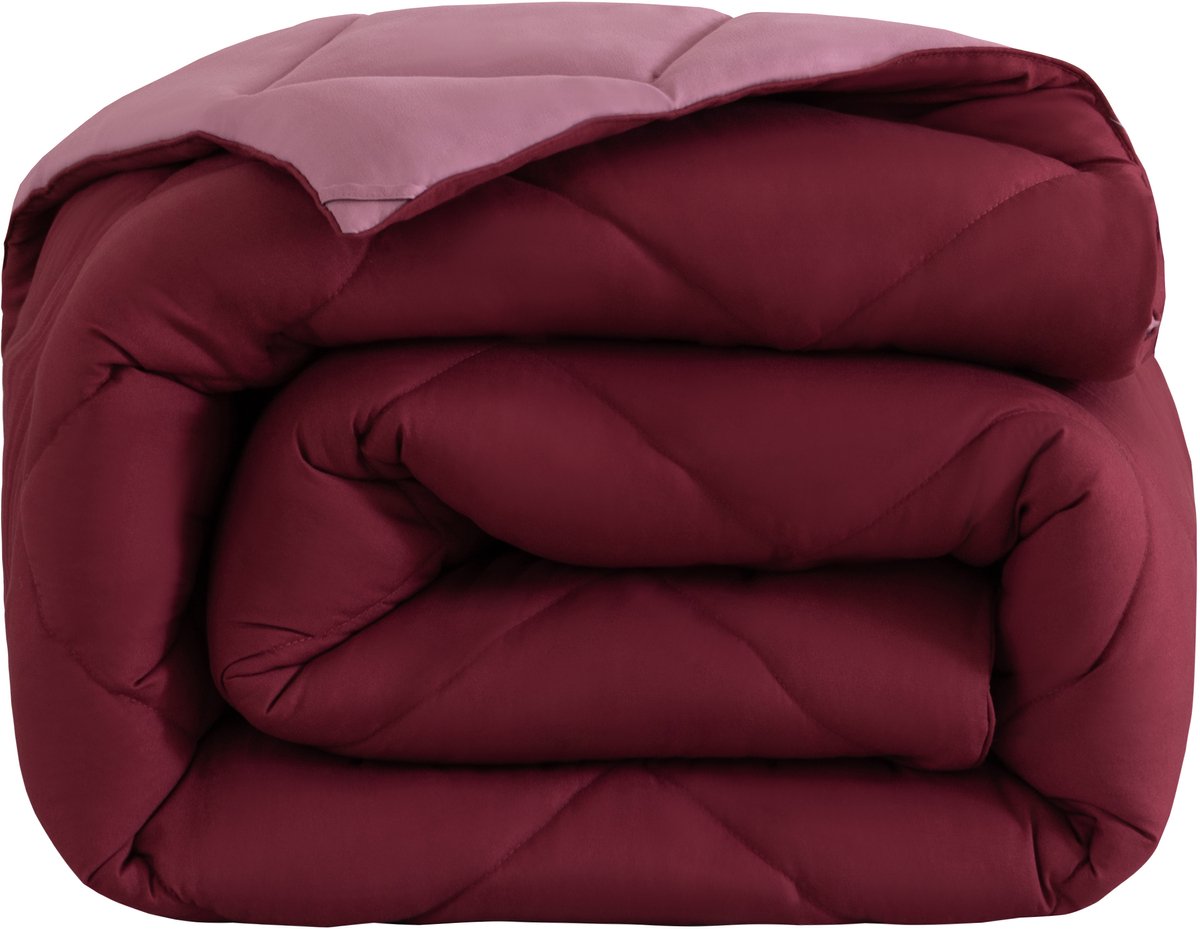 Snoozella ComfyBed Duo 160x200 - Wine Rood - Dekbed zonder overtrek - Wasbaar hoesloos dekbed - 30 nachten proefslapen - All season winterdekbed & zomerdekbed