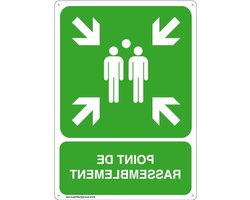 Veiligheidsbord Verzamelpunt - Nooduitgang Bord Verzamel Plek - Veiligheid Aangeven - Voorgeboord Afgeronde Hoeken - 300 x 420 mm - Wit