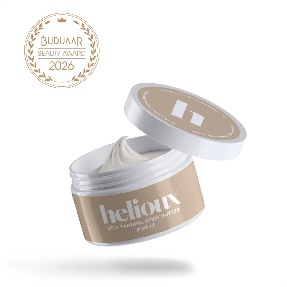 Helioux® Zelfbruiner Body Creme - Self Tanning Body Butter - Trekt snel in - Gradual Tan - Geeft niet af - Parfum Vrij - Coconut Lime Scent - Kokos Limoen Geur