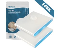 Travelly® Vacuümzakken & Reiszakken Set – Kleding Opbergen & Reizen – Luchtdicht – Herbruikbaar – Ruimtebesparend – Set van 2 – Transparant