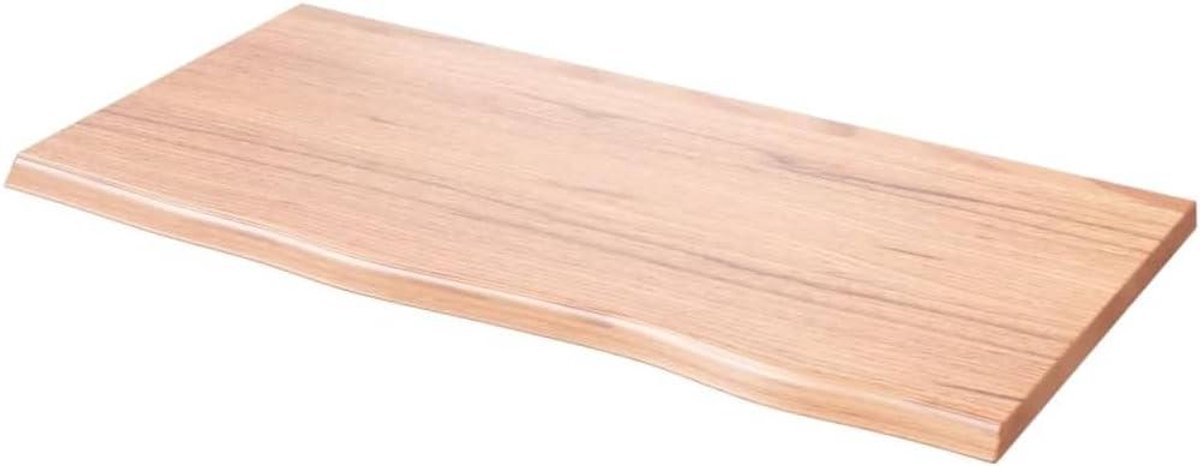 Tafelblad Massief Eiken - Vervangend Blad - Tafel Opfrissen - Natuurlijke Rand - 80x40 cm - Lichtbruin