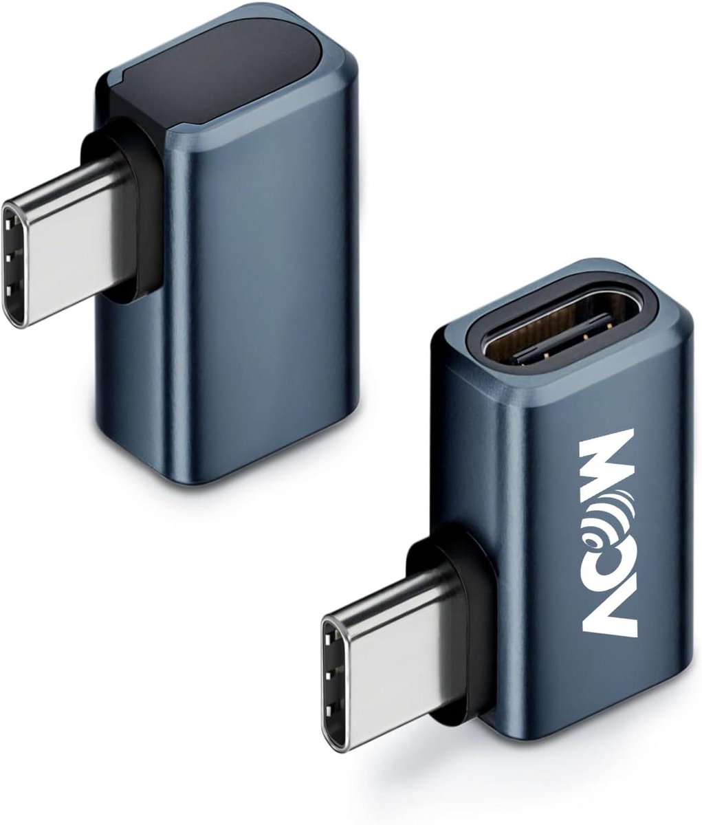 USB C Adapter - 90 Graden Hoek - Data Overdracht - 80 Gbps Snelheid - 2 Stuks - Zwart