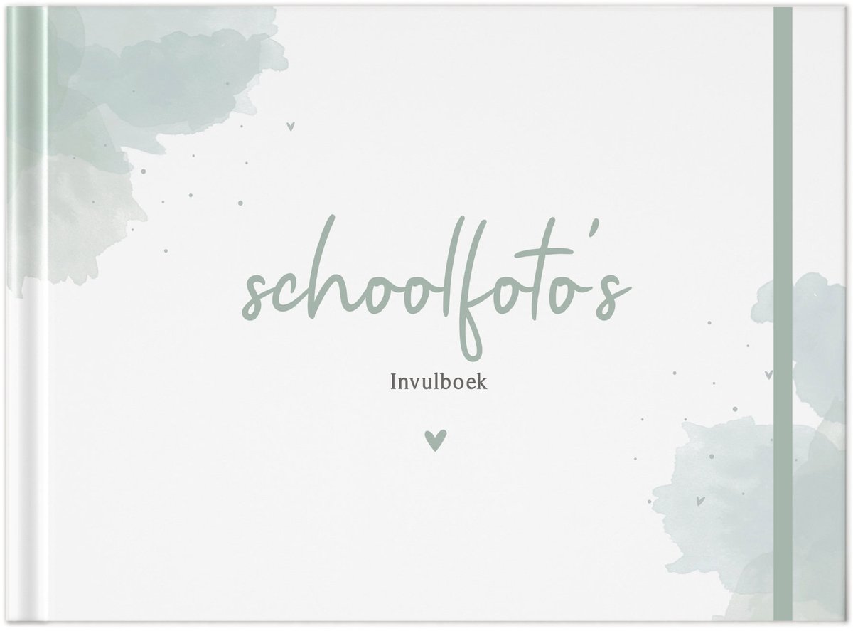 Fyllbooks - Schoolfotoboek Invulboek - Schoolfoto Album - Schooljarenboek - Watercolour Groen - Geschikt voor: 12 Portret- en Klassenfoto's