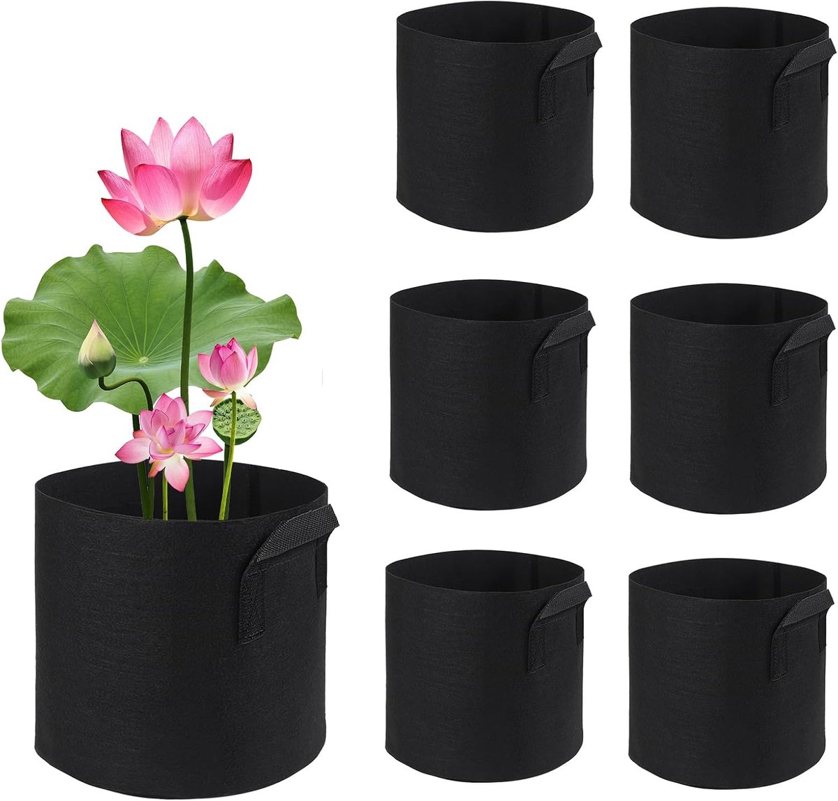 Plantenpotten Vijver - Waterlelie Manden - Aquatische Groei - Ademend Vilt Materiaal - 6 Stuks - Grijs