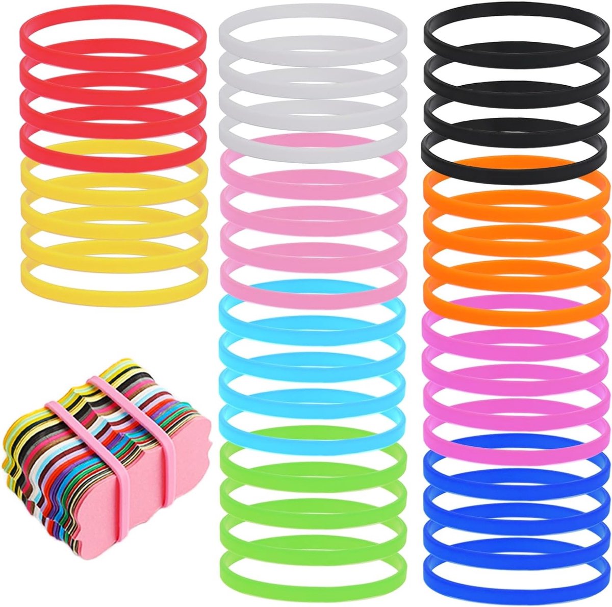 Duurzame 40 x Silicone Rubber Bands in Diverse Kleuren voor het Bundelen van Bankbiljetten en Kaarten