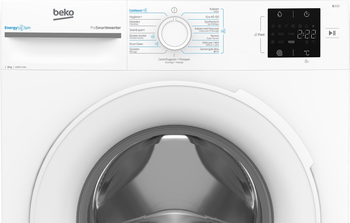 Beko b300 BM3WFU38412CW wasmachine Voorlader 8 kg 1400 RPM Wit — afbeelding 7