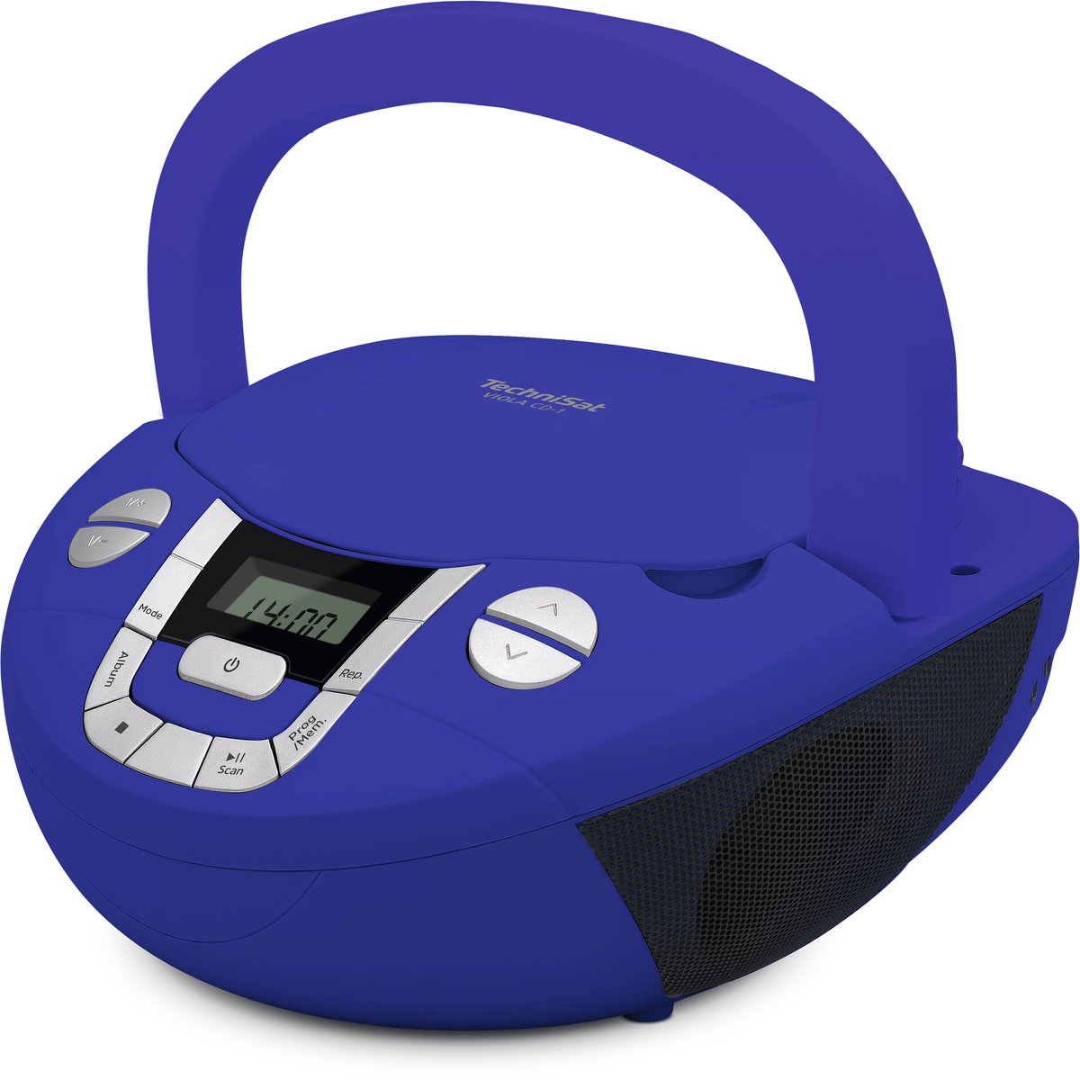 TechniSat VIOLA CD-1 - draagbare stereo cd-speler, boombox met praktische draaggreep (radio voor kinderen, FM-radiotuner, bluetooth-ontvangst, 2 x 1 W RMS-vermogen, net- en batterijvoeding) blauw thumbnail 2
