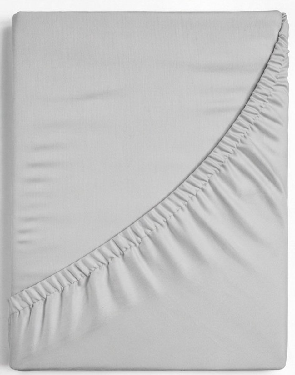 Dreamers Den Linea - Hoeslaken - Katoensatijn - 450 TC - Katoen Satijn - 160x200 cm + 28cm - Zilver Ecru
