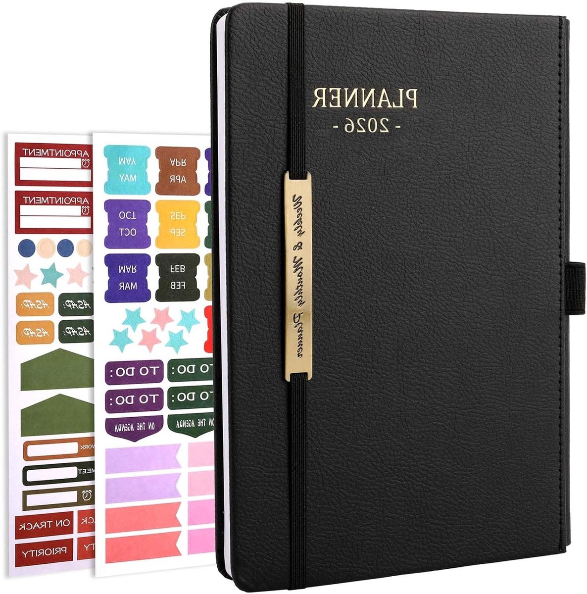 Planner 2024-2025 - Wekelijkse Maandplanner - Afspraken Plannen - Elastische Sluiting - 14.7 x 21 cm - Zwart